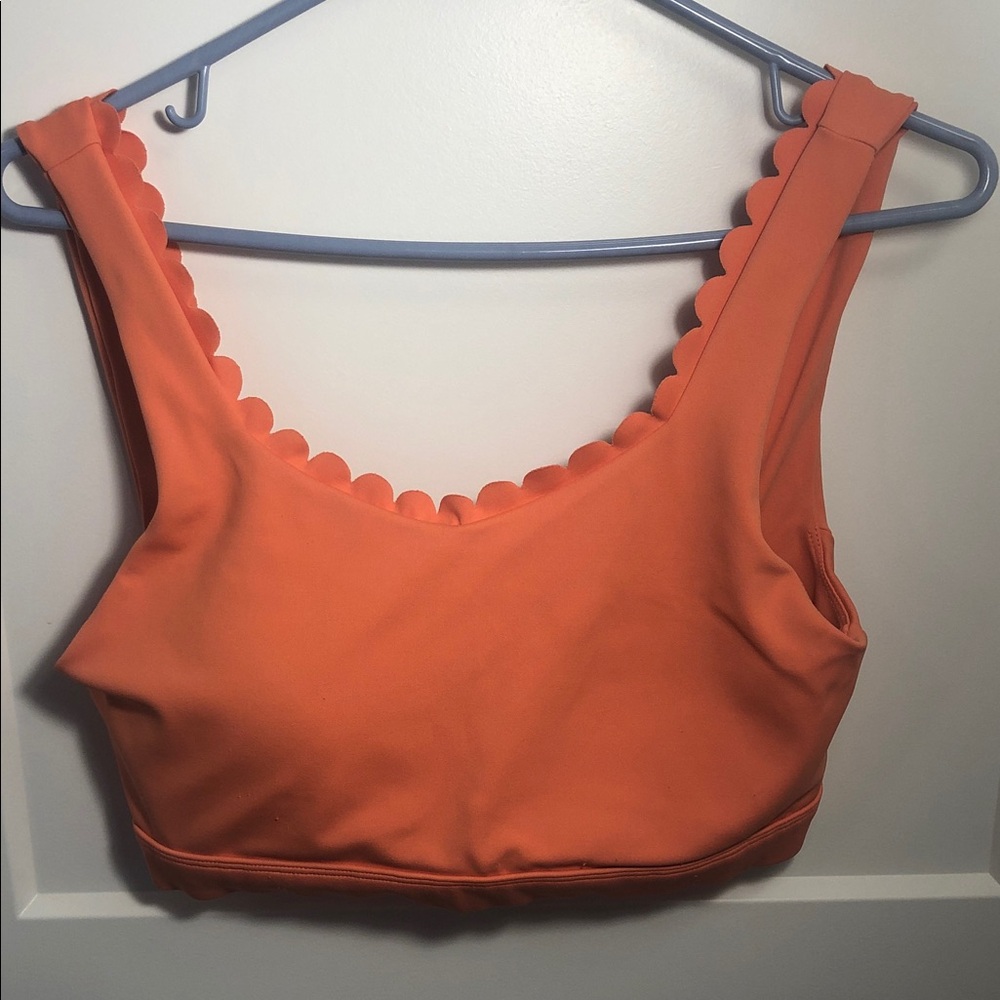 Orange Scalloped Edge Sports Bra